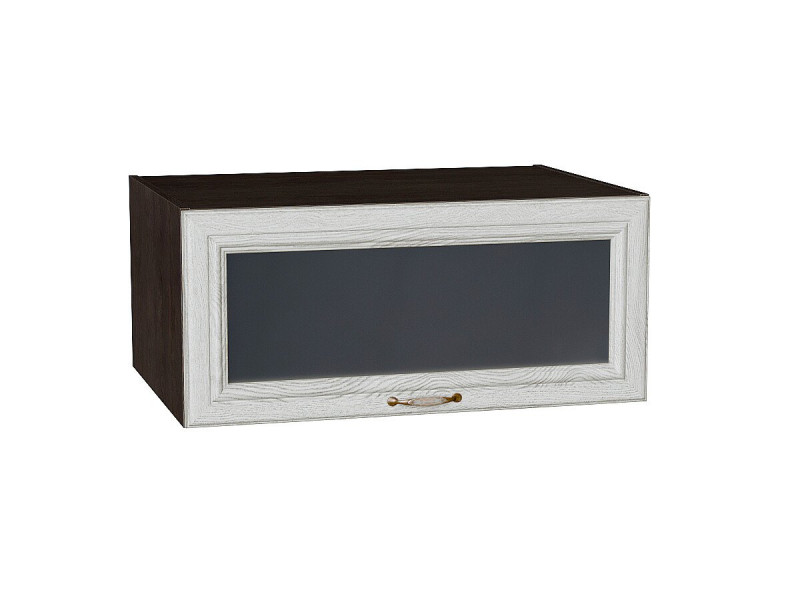 358*800* Шкаф верхний горизонтальный остекленный глубокий Шале White Dreamline Graphite