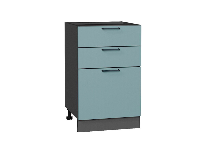816*500* Шкаф нижний с 3-мя ящиками Флэт Grey-green In 2S Graphite