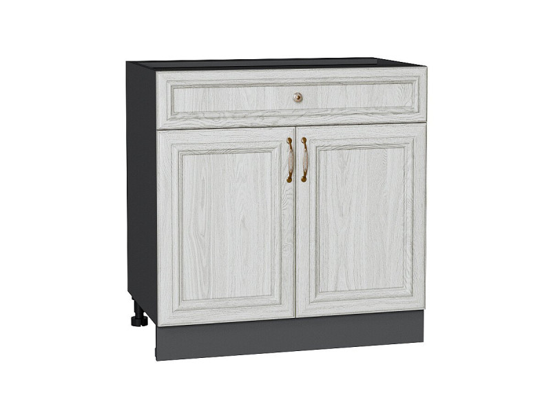 816*800* Шкаф нижний с 2-мя дверцами и ящиком Шале White Dreamline Graphite